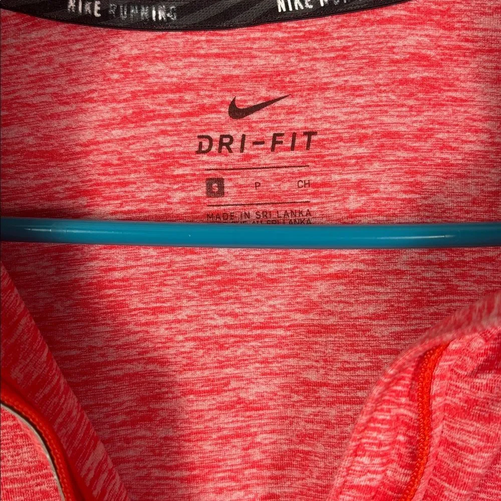 Nike Dri-fit Heathered Coral 1/4 Zip Reflective Pullover Thumbholes Size Small